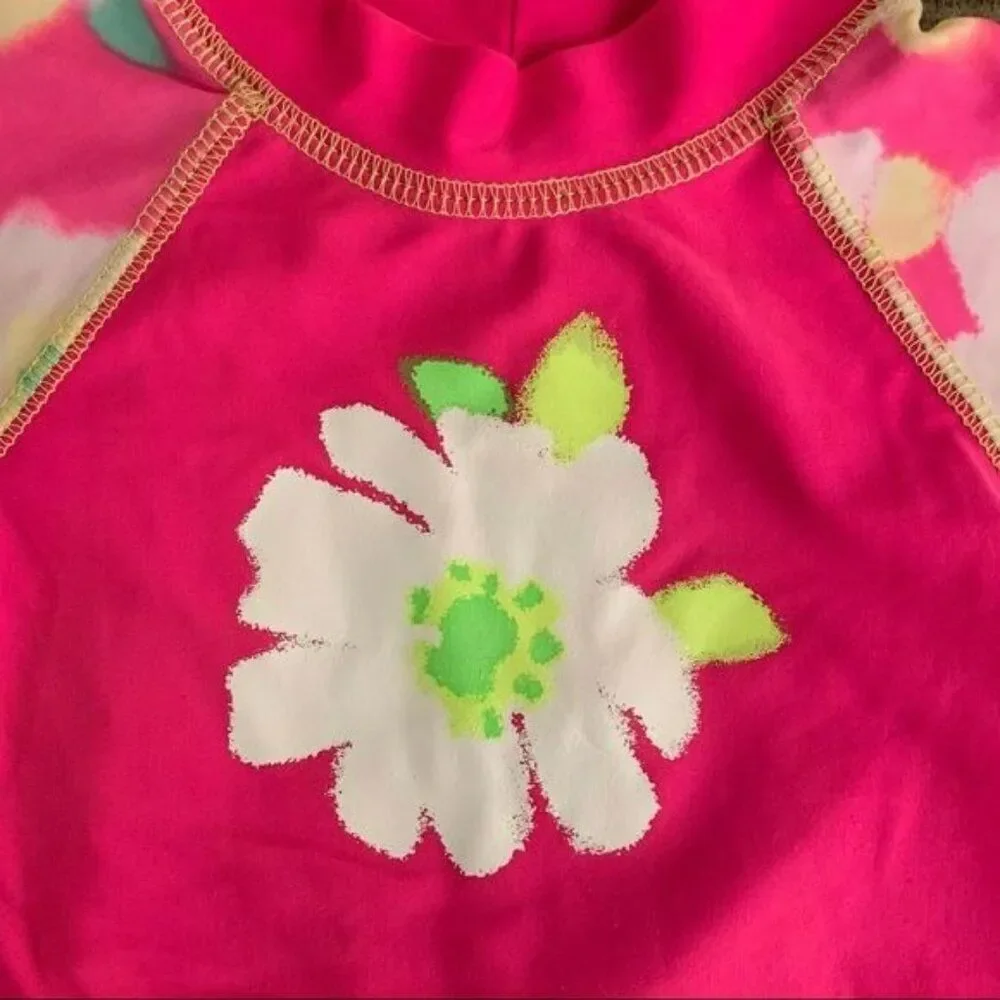 Children’s Place Pink With Flower Swim Shirt rash guard 18-24M